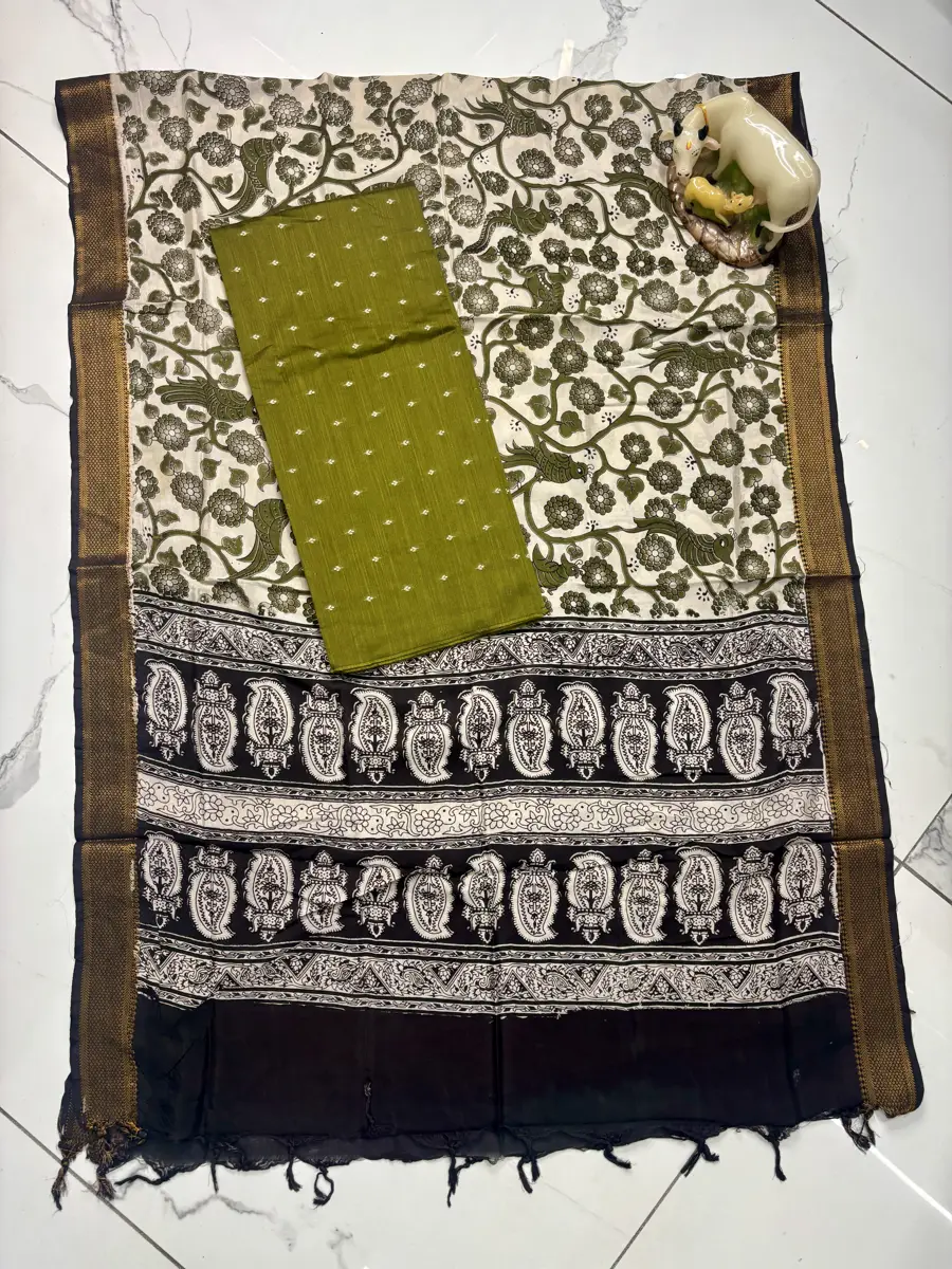 Handloom raw silk and chennuri silk Duppata