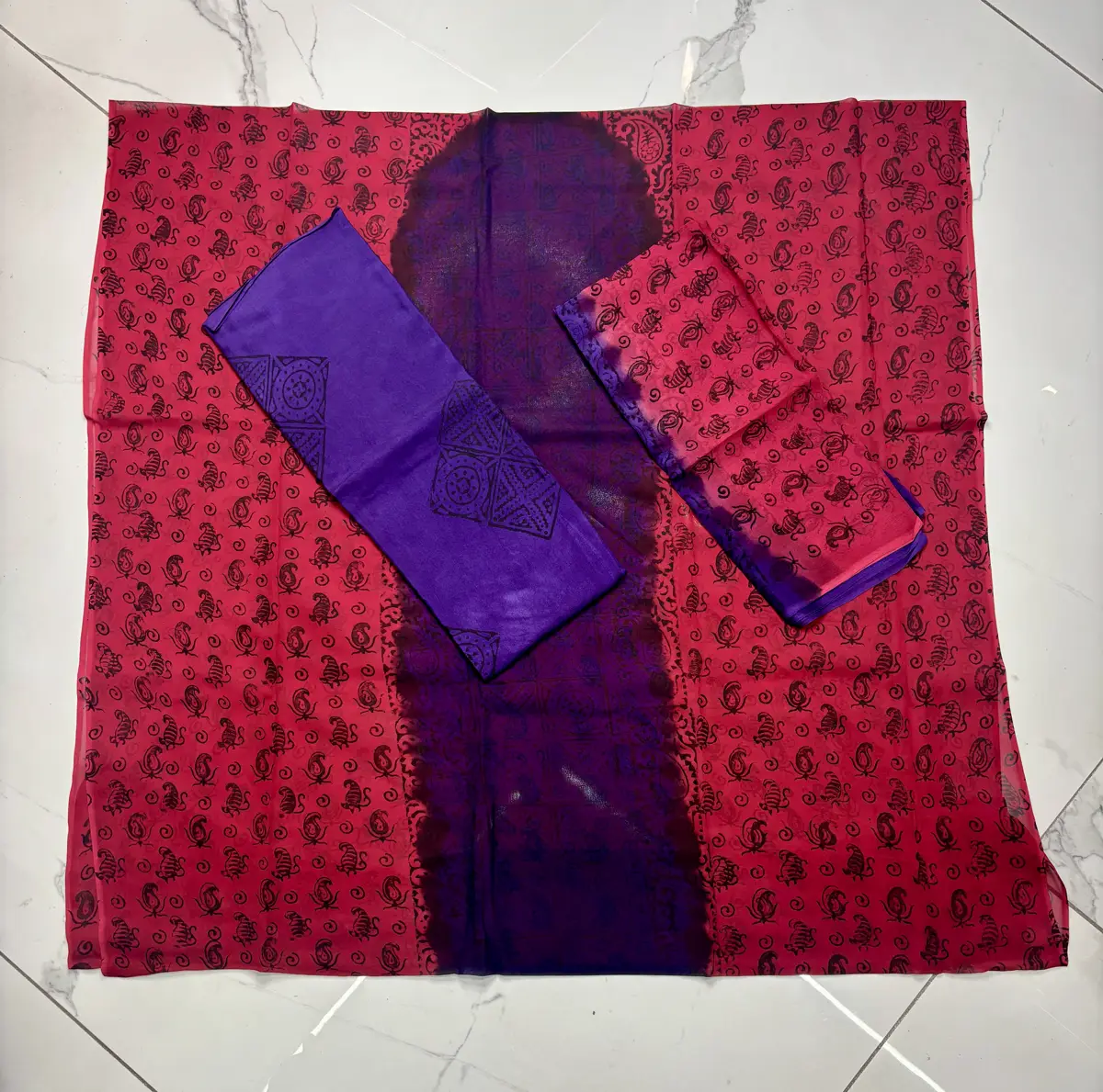 pure georgette block print
