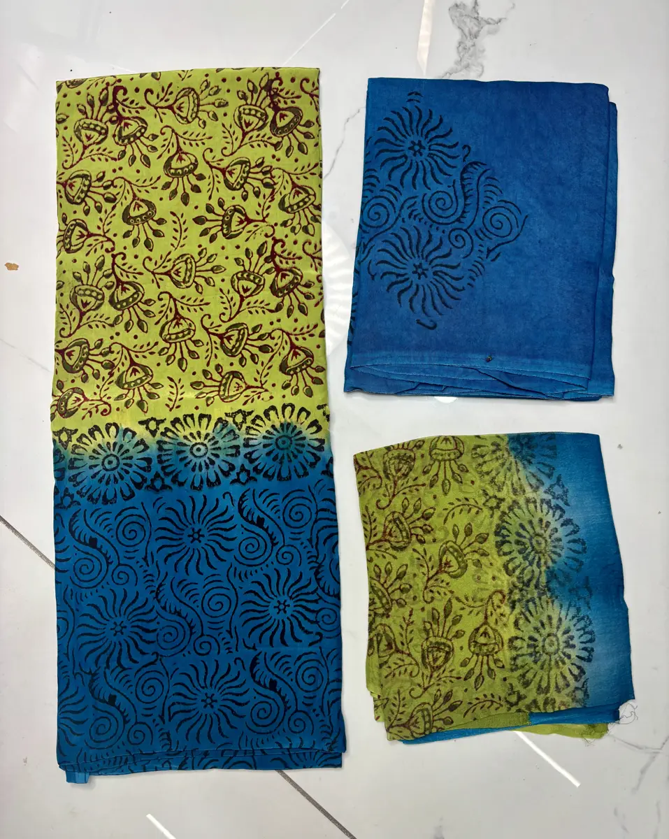 natural crape block print