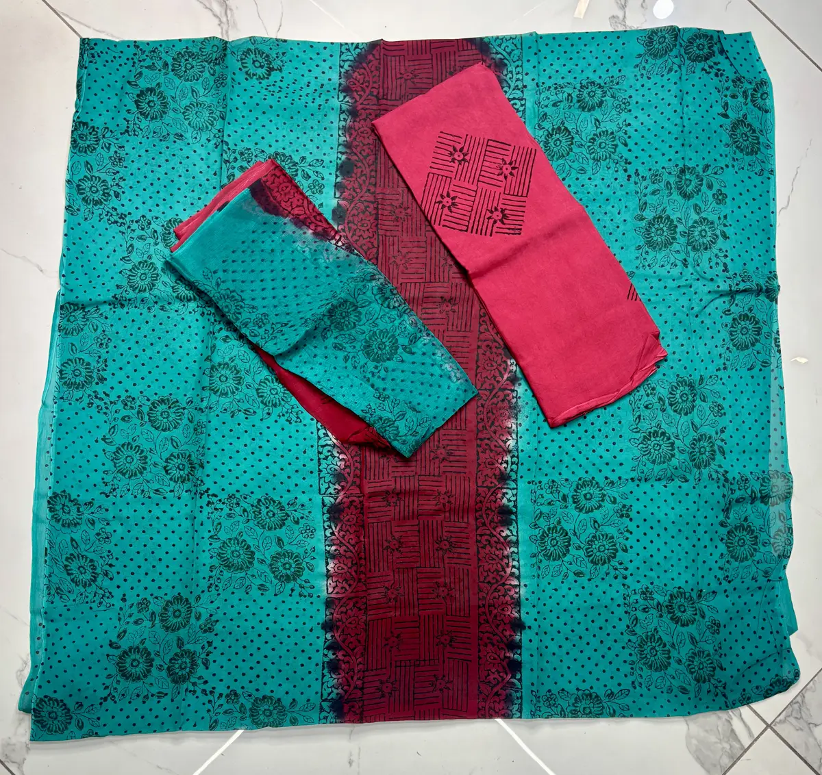 pure georgette block print