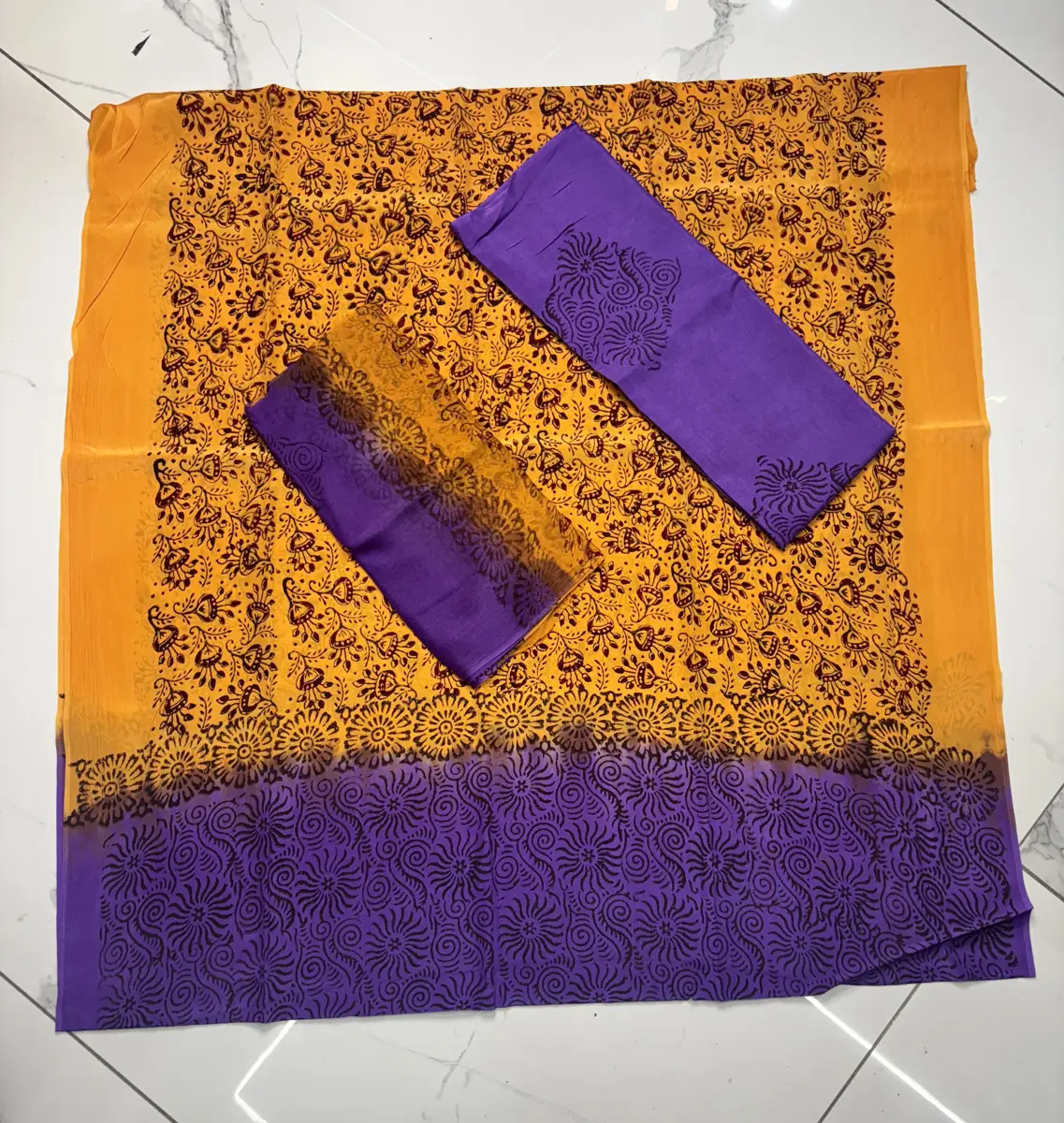natural crape block print
