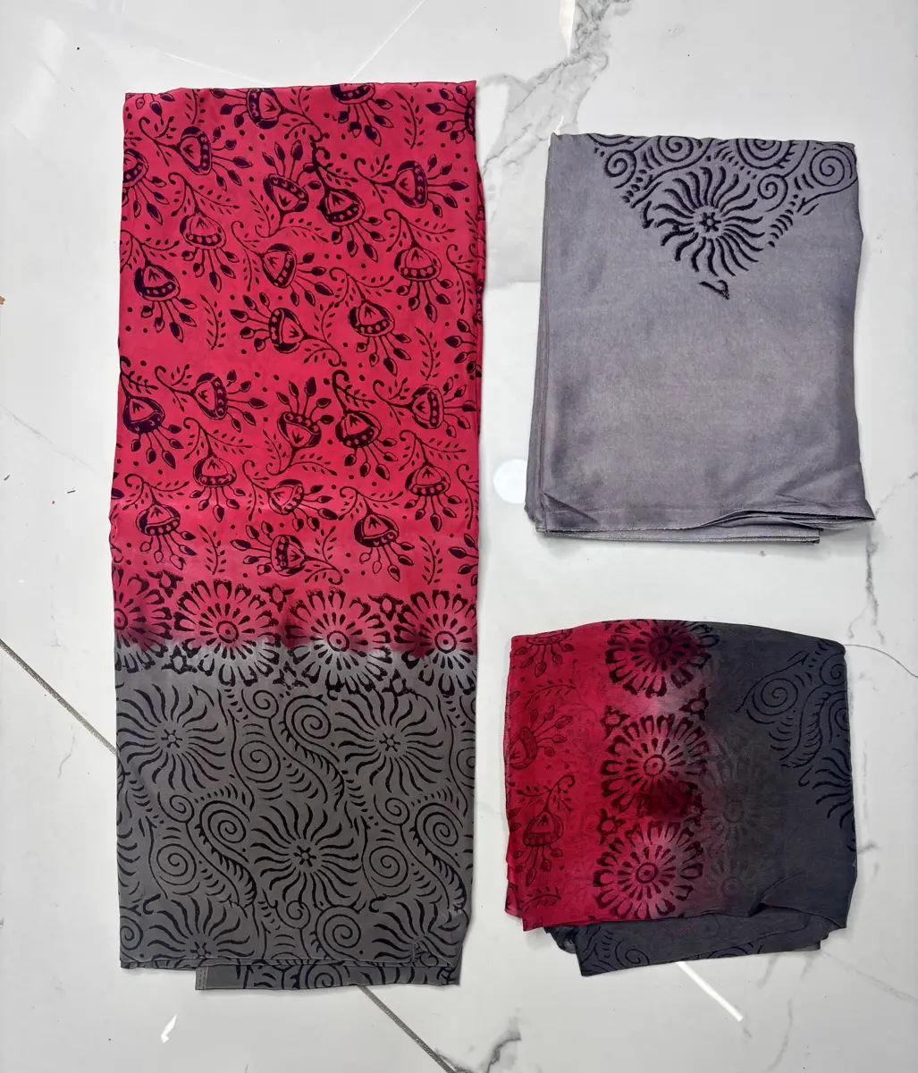 natural crape block print