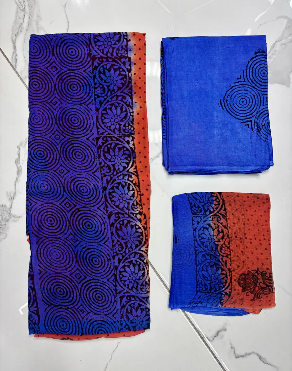 pure georgette block print