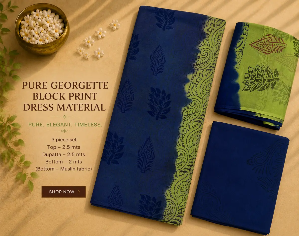 pure georgette block print