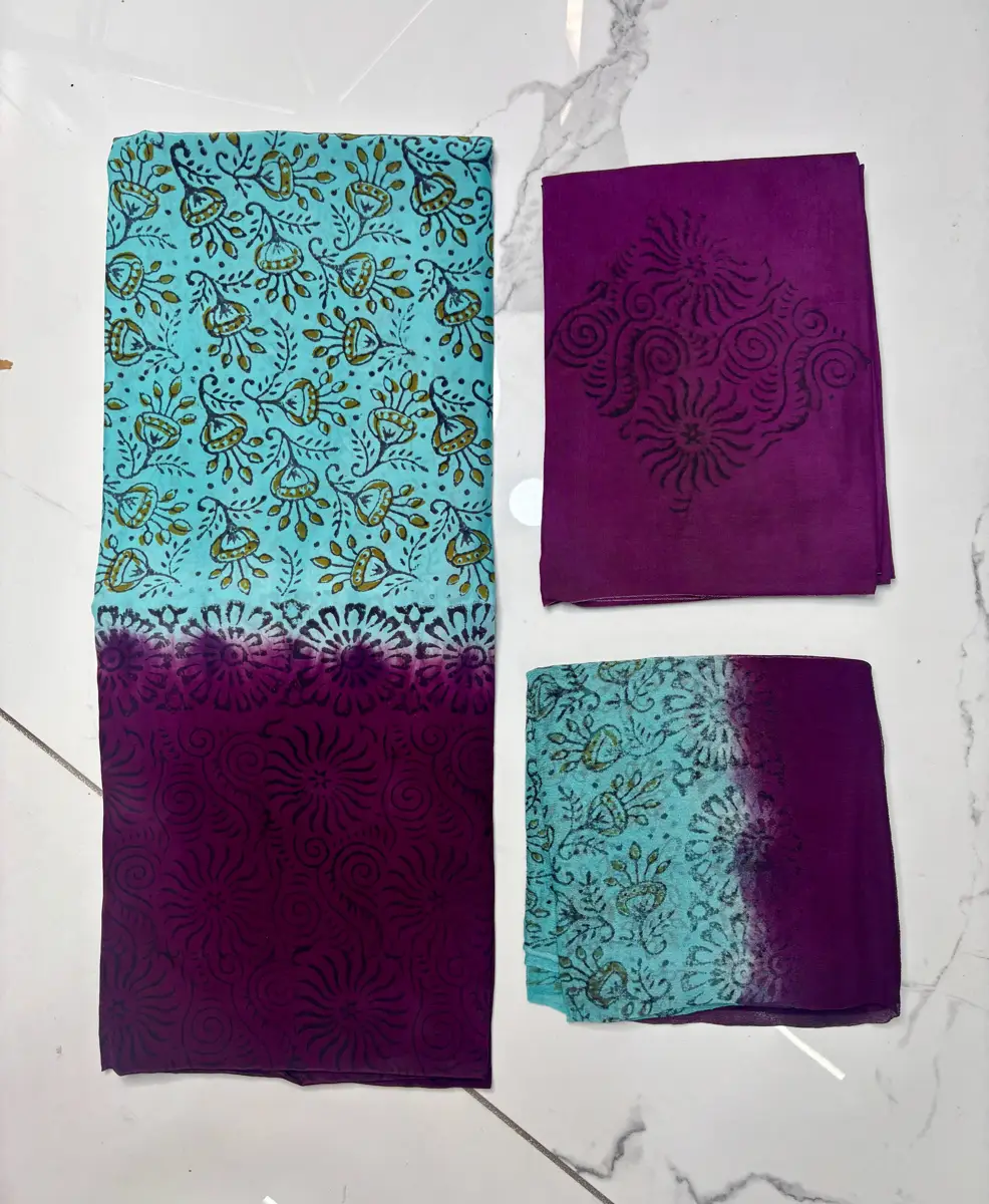 natural crape block print