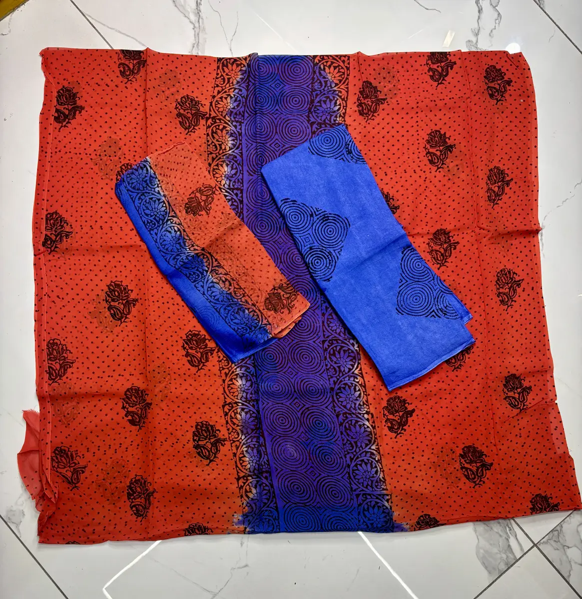 pure georgette block print