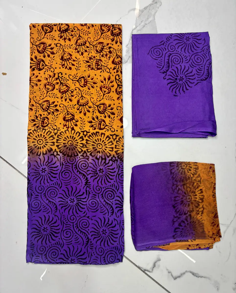 natural crape block print