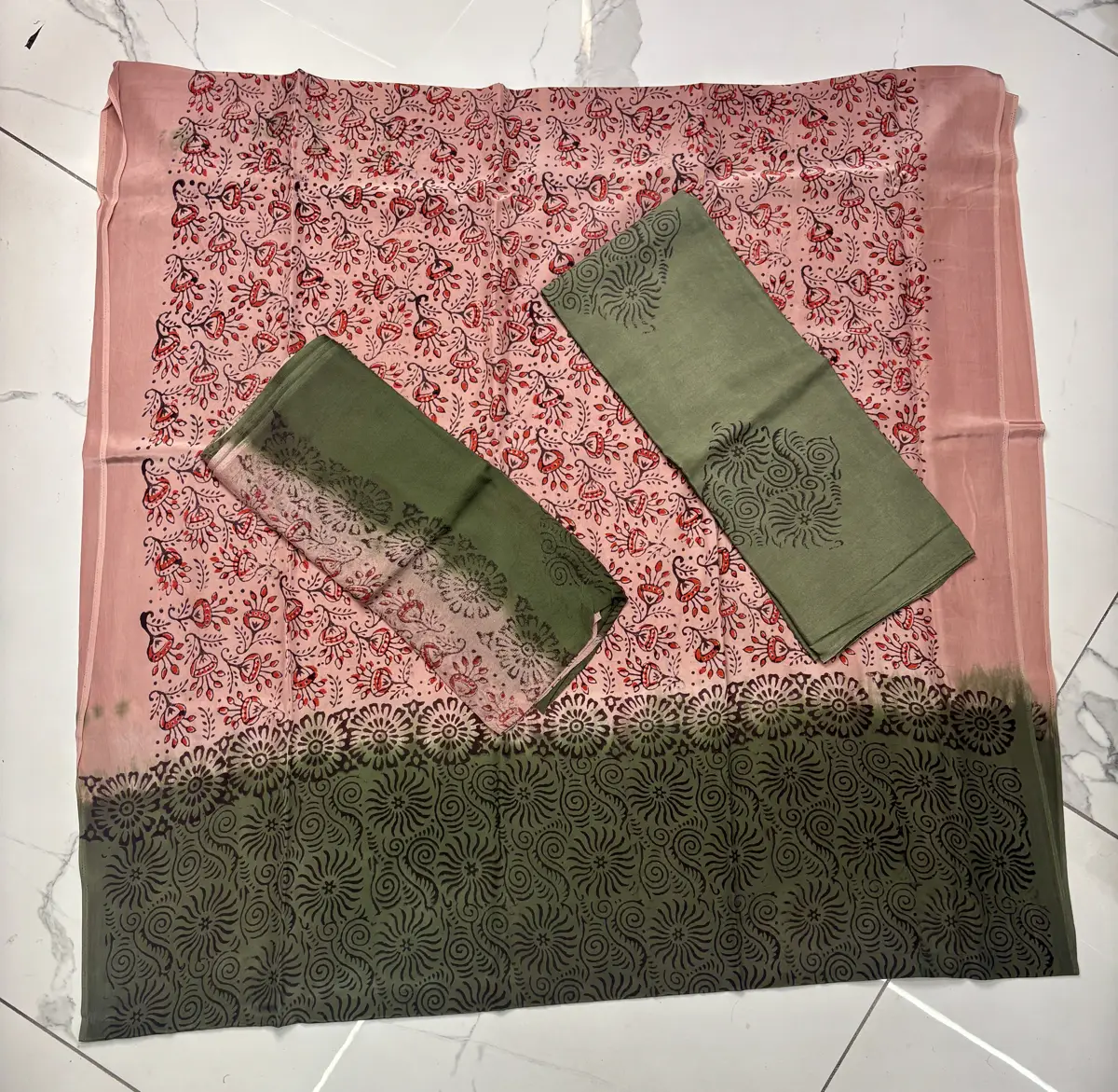 natural crape block print